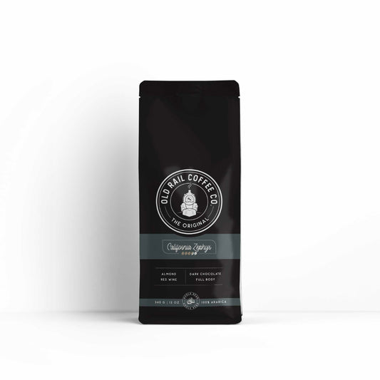 California Zephyr Old Rail Coffee, Medium - Dark Roast, 100% Arabica, Low Acidity, Whole Bean, 12 OZ / 340G