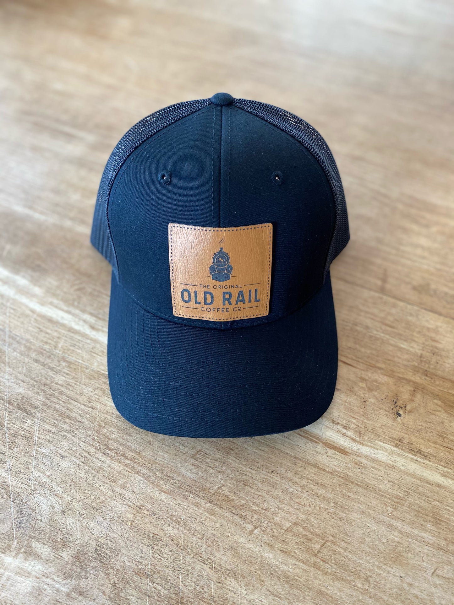 Old Rail Coffee Co Snapback, Black, Adjustable Snapback, Square Leather Patch, Represent your favorite Coffee Company