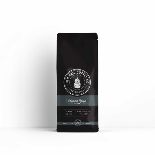 California Zephyr Old Rail Coffee, Medium - Dark Roast, 100% Arabica, Whole Bean, 12 OZ / 340G