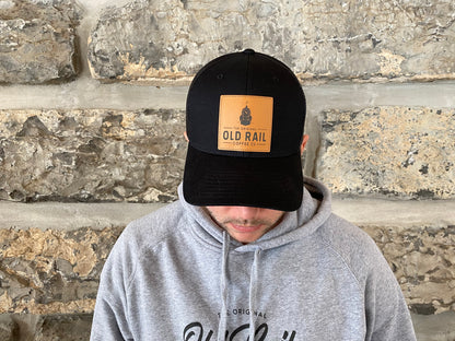 Old Rail Coffee Co Snapback, Black, Adjustable Snapback, Square Leather Patch, Represent your favorite Coffee Company
