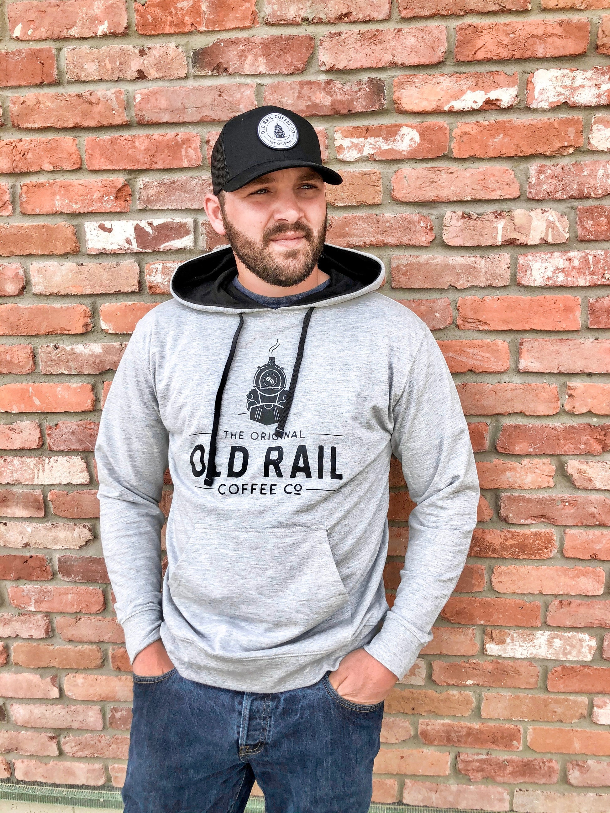Old Rail Pullover Performance Hoodie, Represent your favorite coffee company, Hoodie, Grey, Mens,