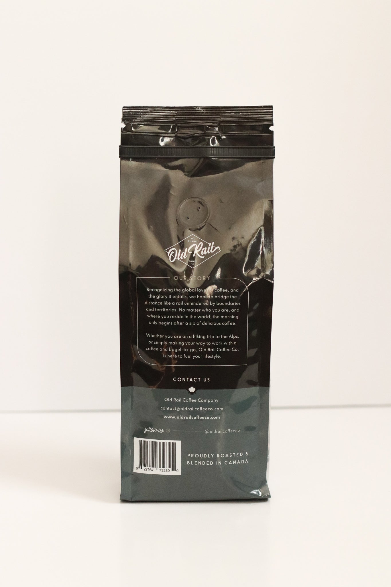 Coffee Bag back, California Zephyr Old Rail Coffee, The Best Coffee To Start Your Day and a perfect match for your favorite coffee mug