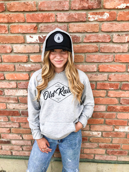 Old Rail Coffee Co Pullover Performance Hoodie, Represent your favorite coffee company, Hoodie, Grey, Women